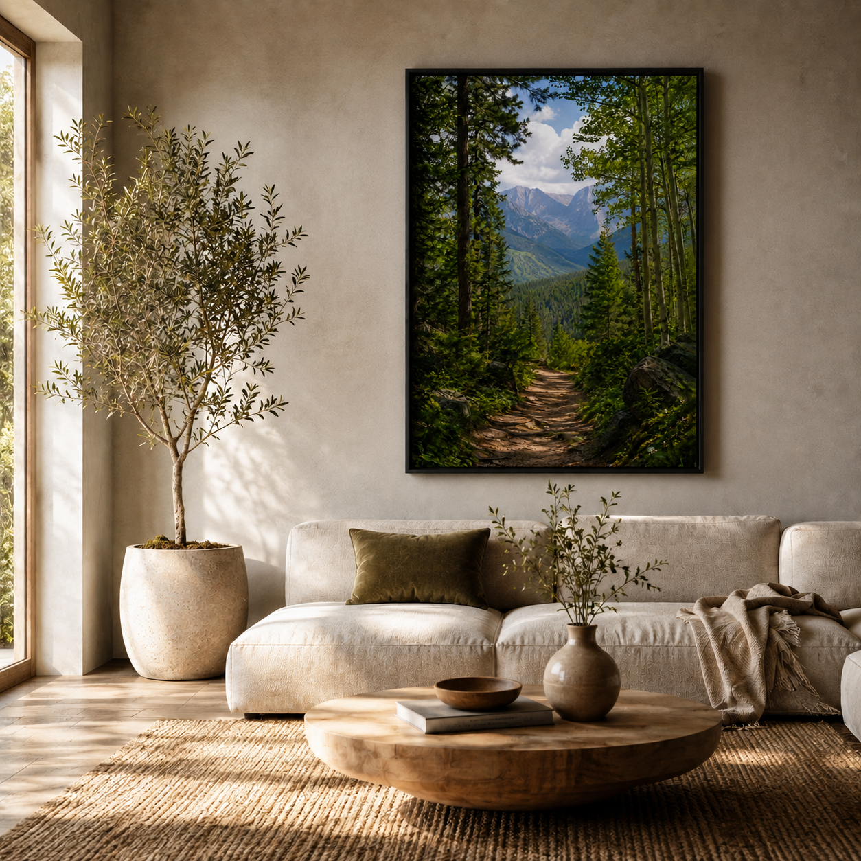 Quadro Trilha na Floresta e Montanhas