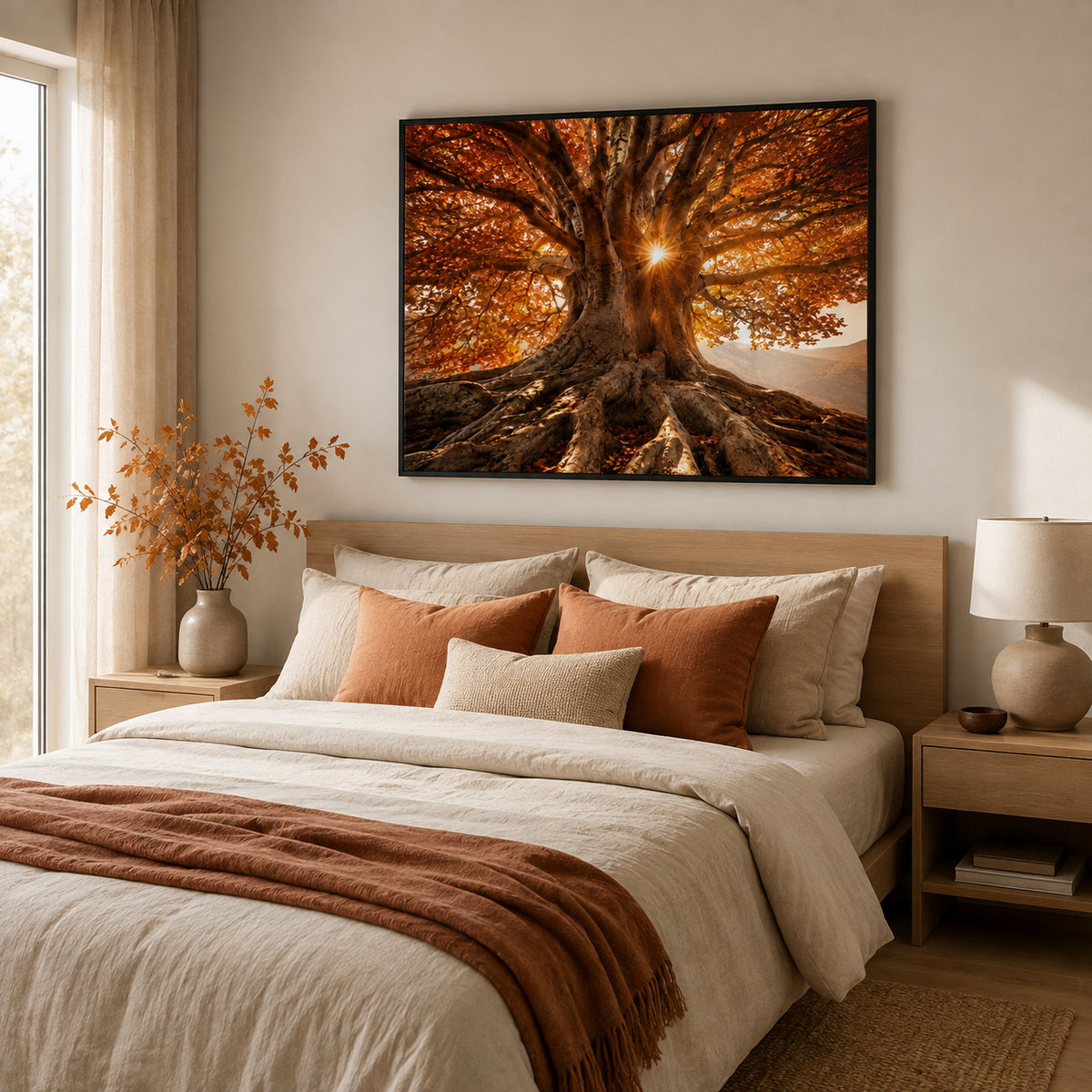 Quadro Árvore Outonal e Raízes