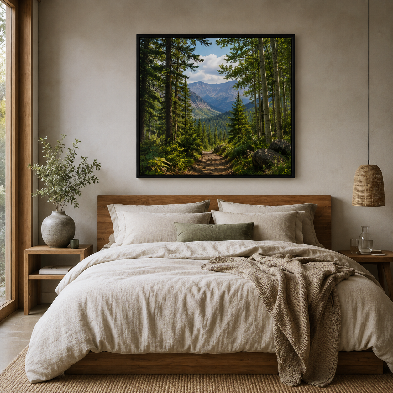 Quadro Trilha na Floresta e Montanhas