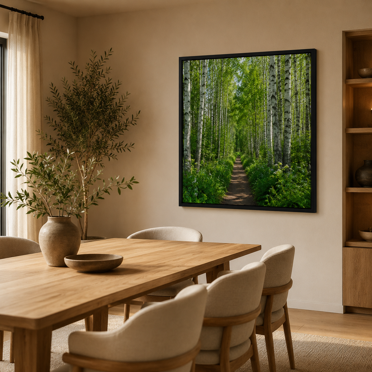 Quadro Árvore Verde e Raízes Iluminadas