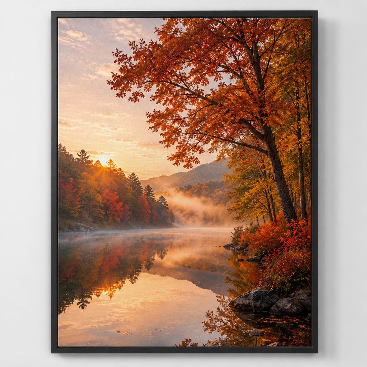 Quadro Paisagem de Outono no Lago