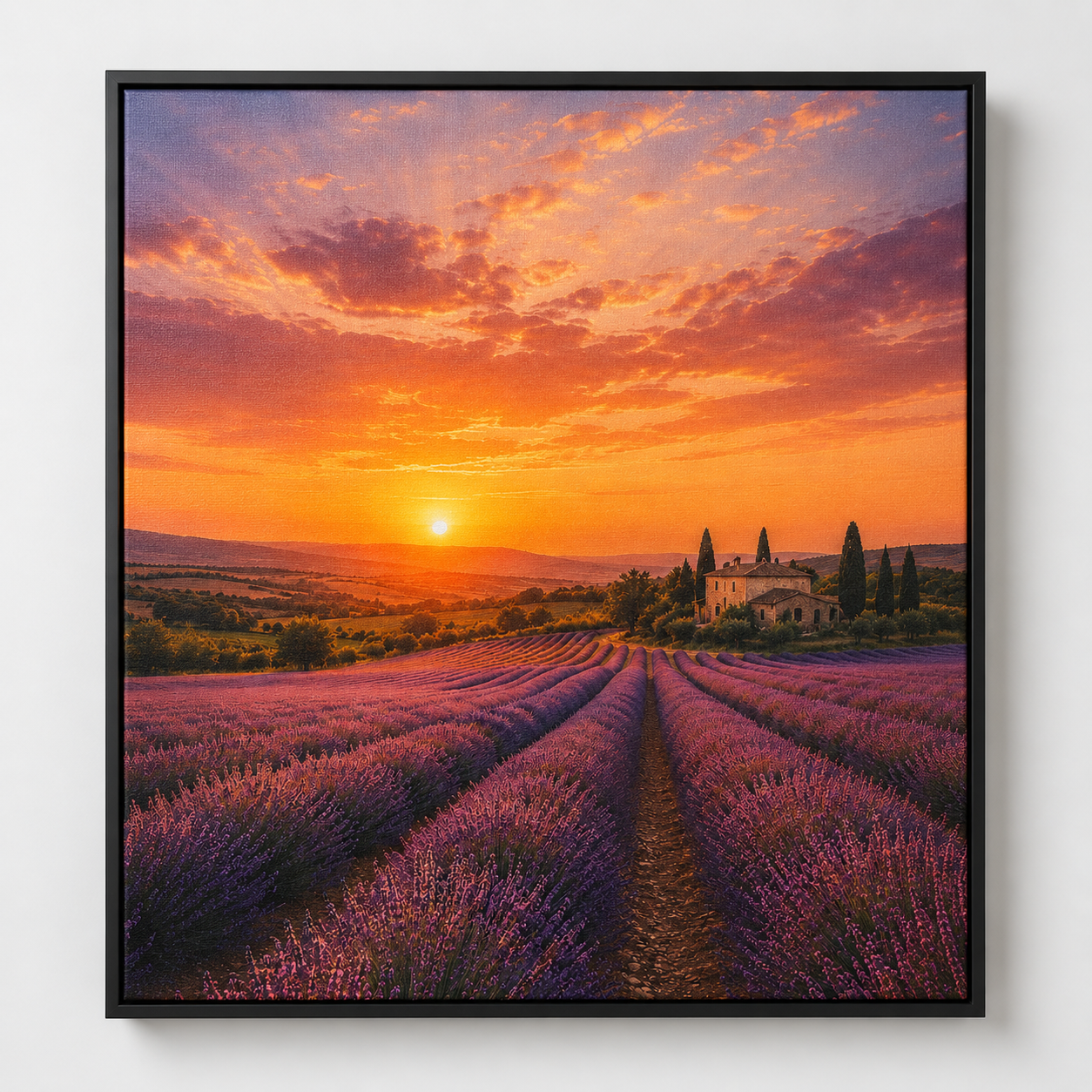 Quadro Campo de Lavandas ao Pôr do Sol