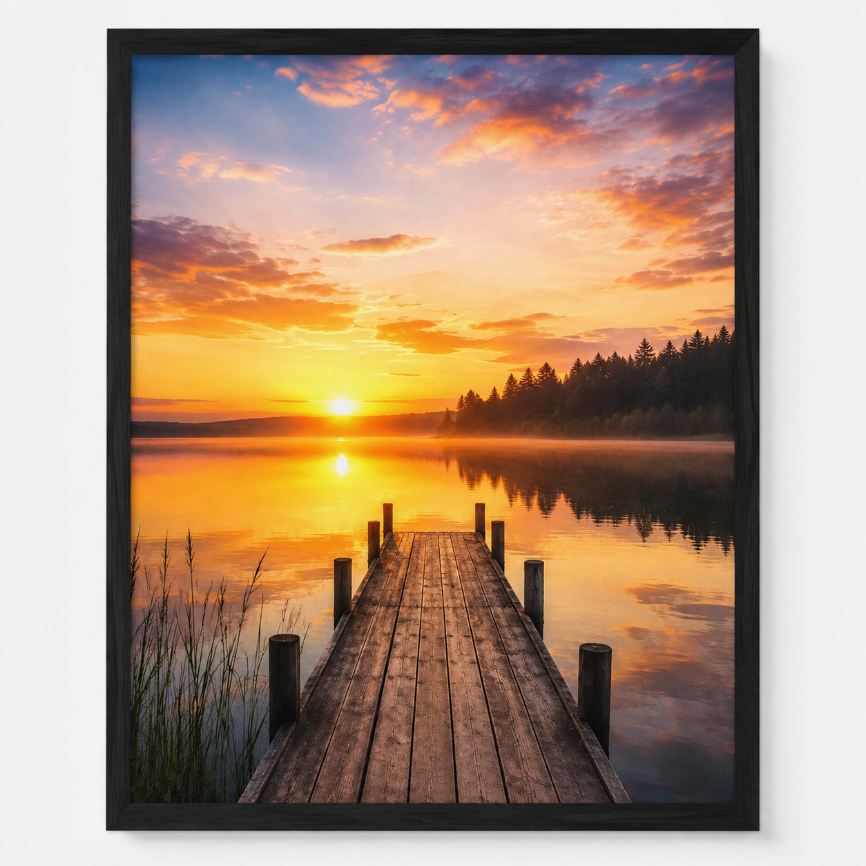 Quadro Píer no Lago ao Pôr do Sol