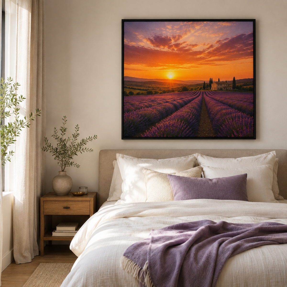 Quadro Campo de Lavandas ao Pôr do Sol