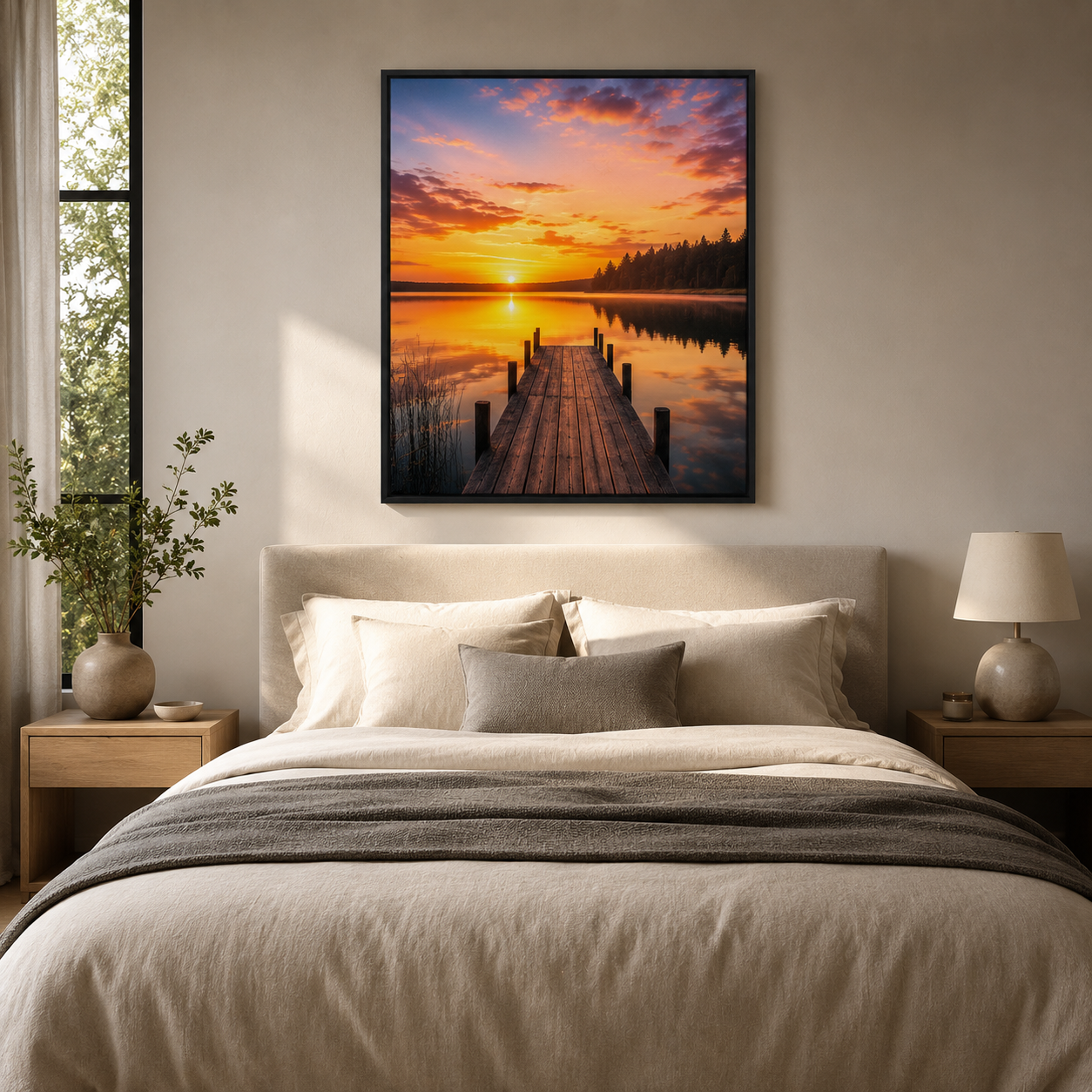 Quadro Píer no Lago ao Pôr do Sol