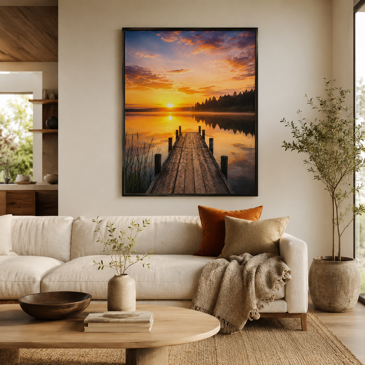 Quadro Píer no Lago ao Pôr do Sol