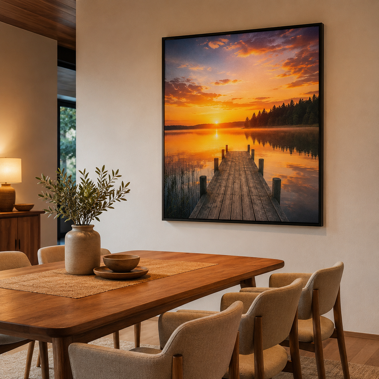 Quadro Píer no Lago ao Pôr do Sol