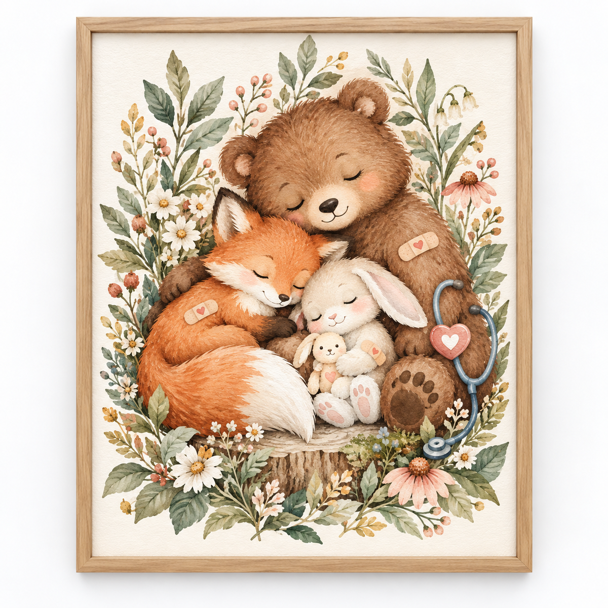 Quadro Ursinho, Raposa e Coelho