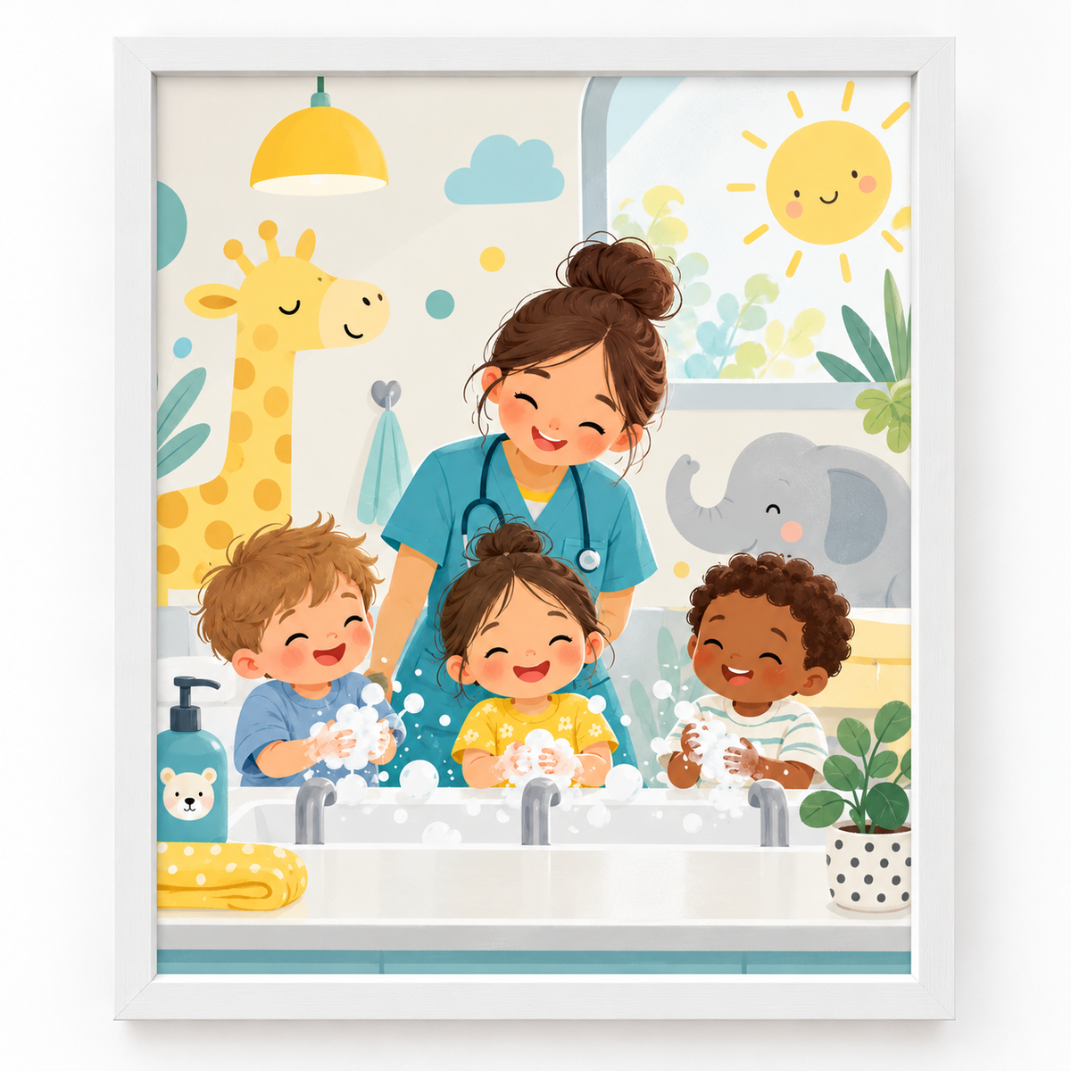 Quadro Pediatria Infantil em Momento de Higiene