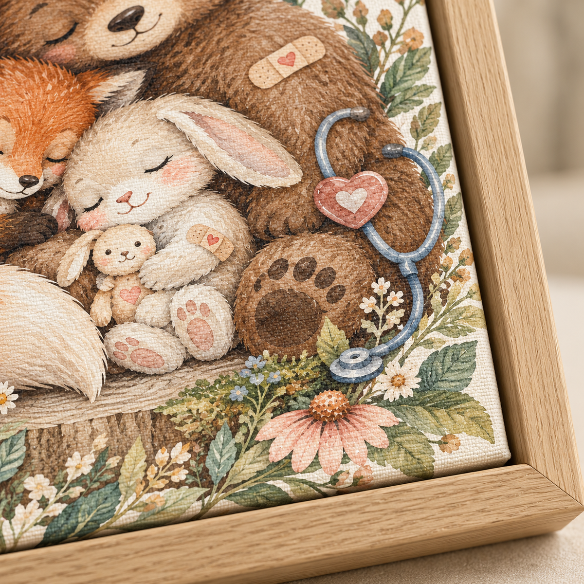 Quadro Ursinho, Raposa e Coelho
