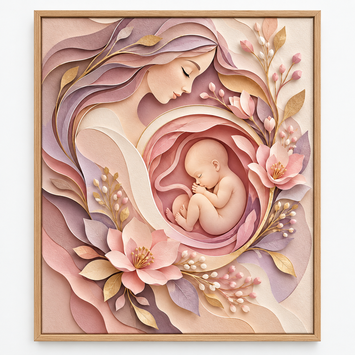 Quadro Mãe e Bebê em Arte Floral