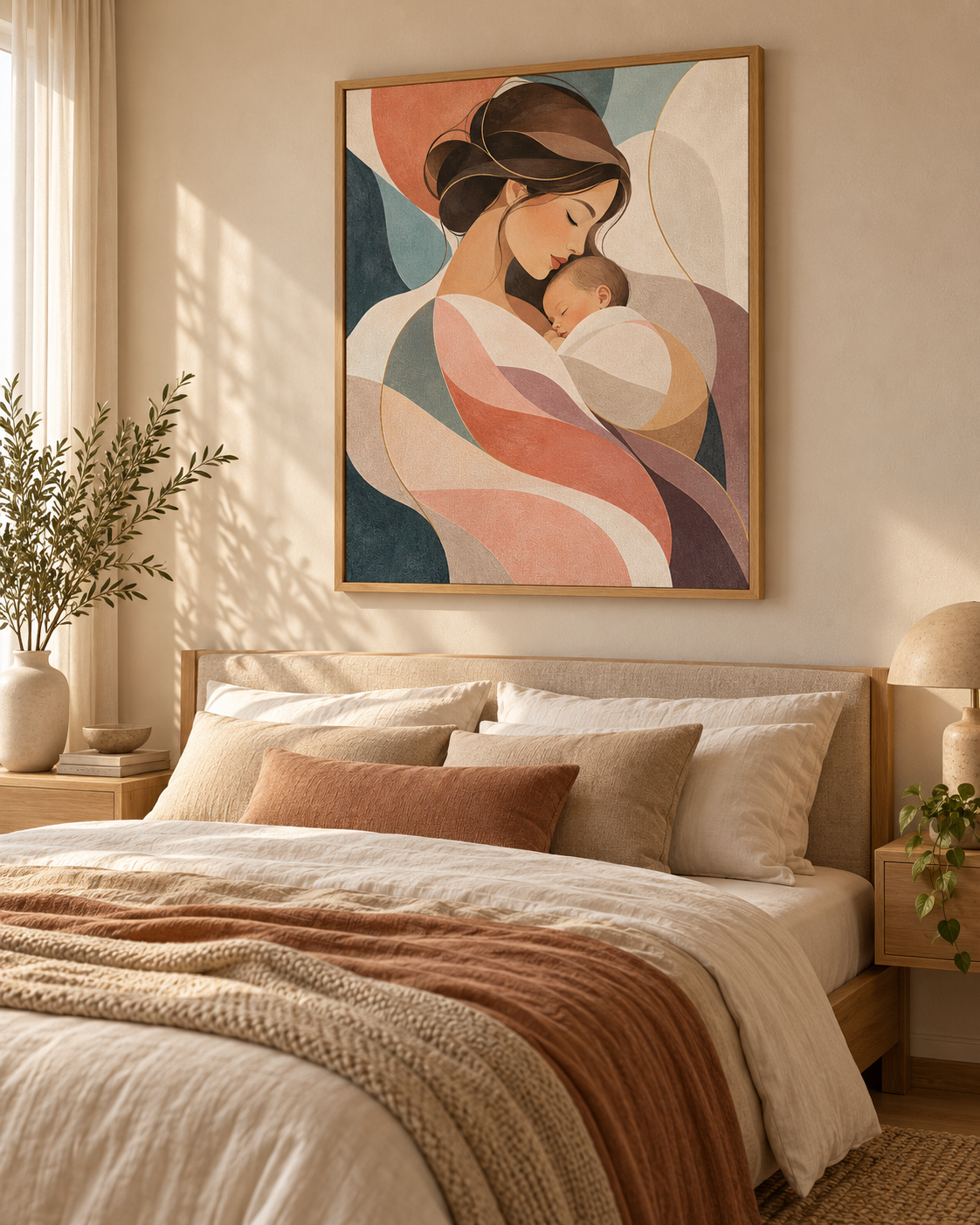 Quadro Maternidade com Mãe e Bebê