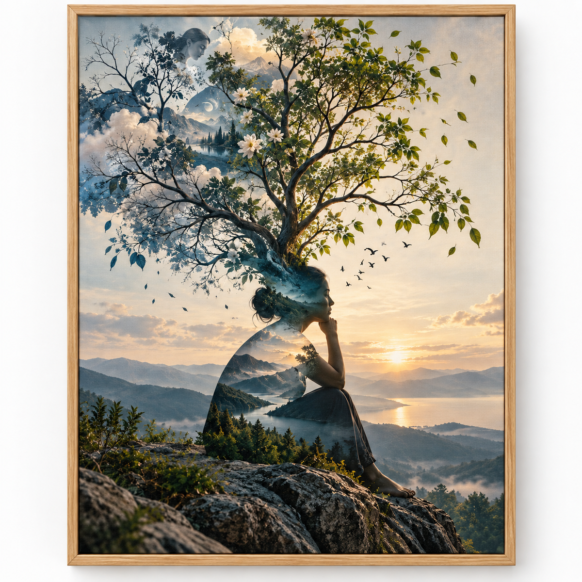 Quadro Mulher em Harmonia com a Natureza