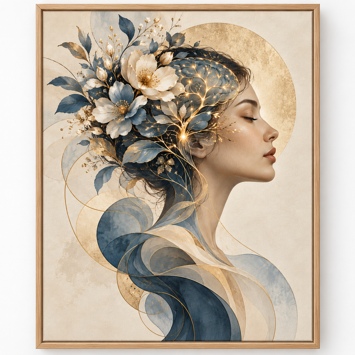 Quadro Mulher Botânica com Flores