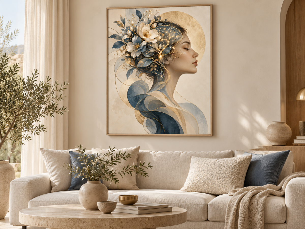 Quadro Mulher Botânica com Flores