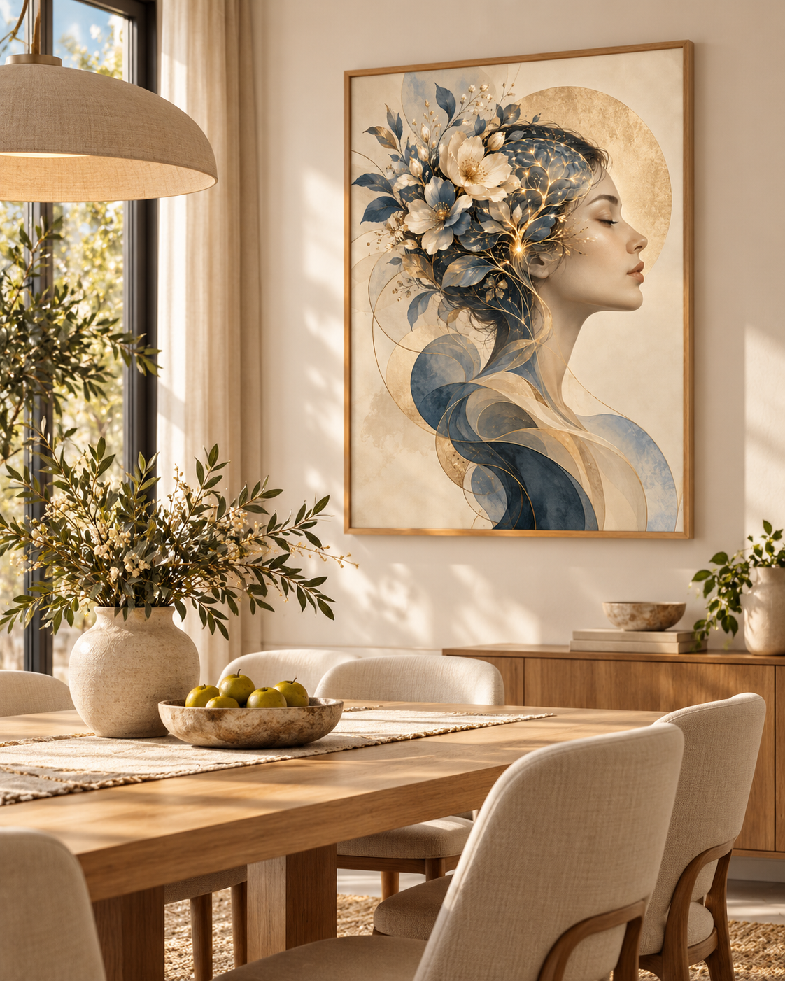 Quadro Mulher Botânica com Flores
