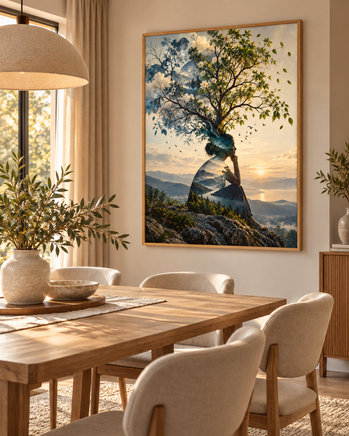 Quadro Mulher em Harmonia com a Natureza