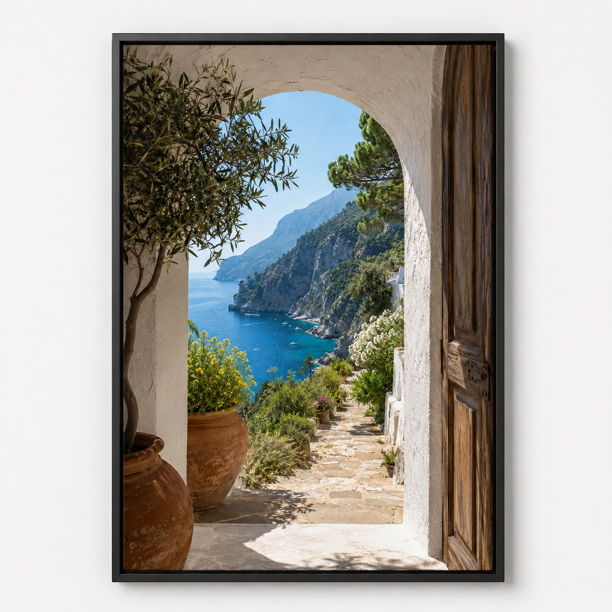 Quadro Costa Mediterrânea com Mar Azul e Falésias
