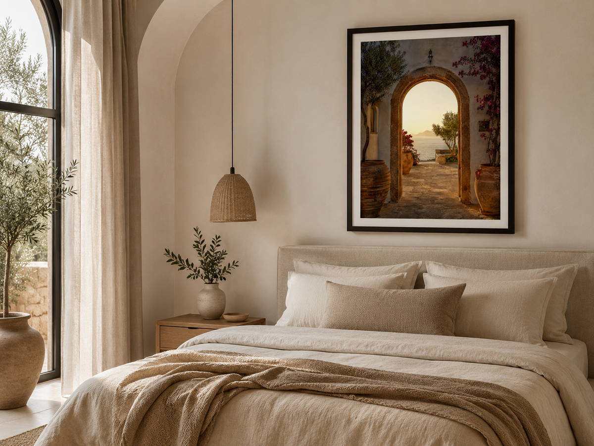 Quadro Paisagem Mediterrânea ao Pôr do Sol