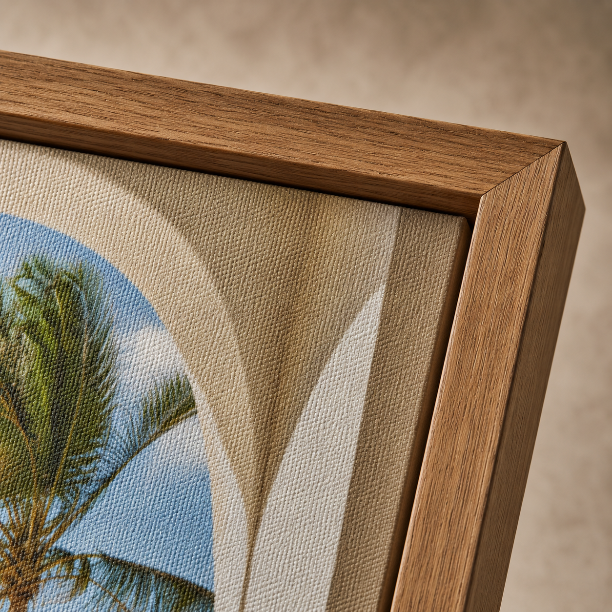 Quadro Paisagem Tropical com Mar Azul e Coqueiros