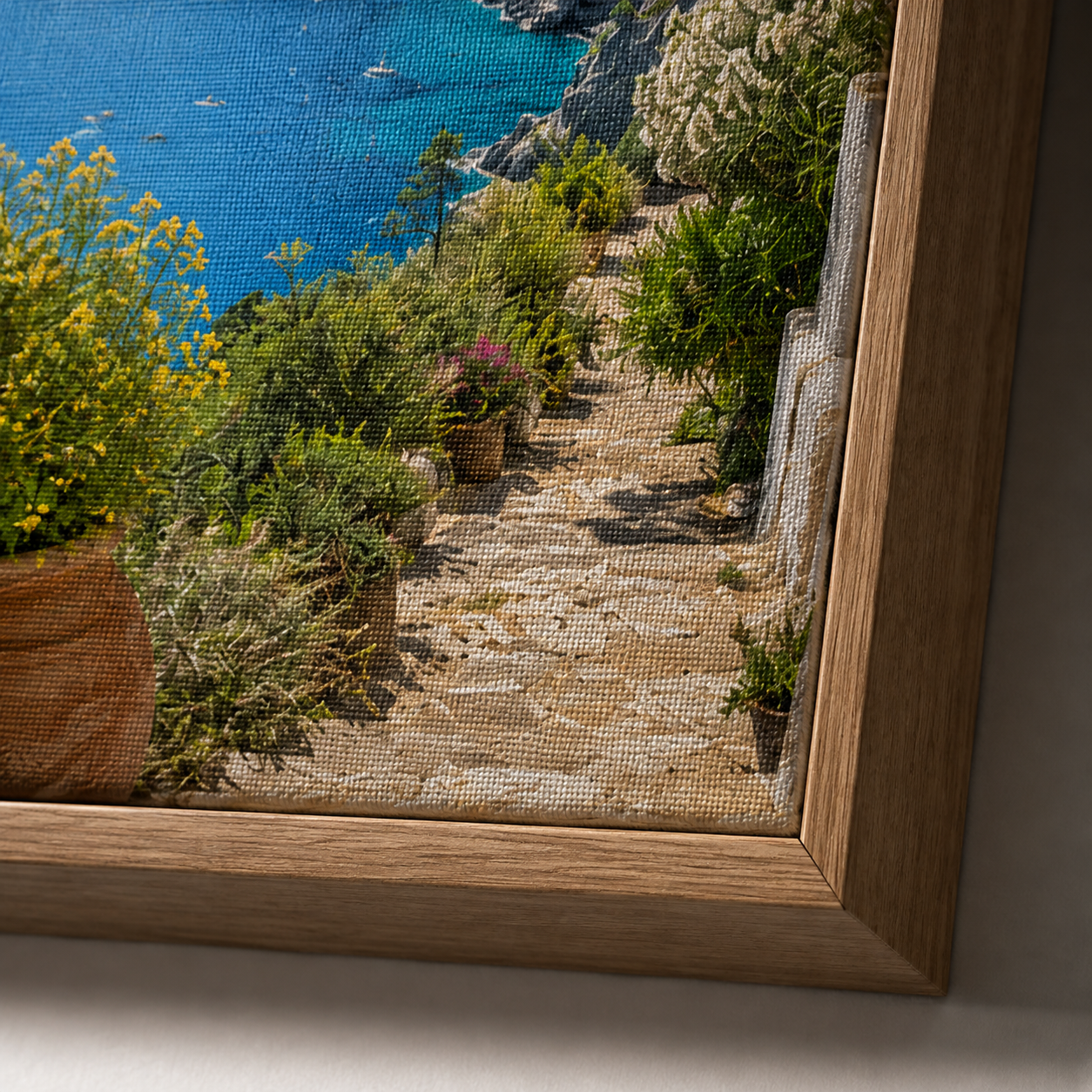 Quadro Costa Mediterrânea com Mar Azul e Falésias