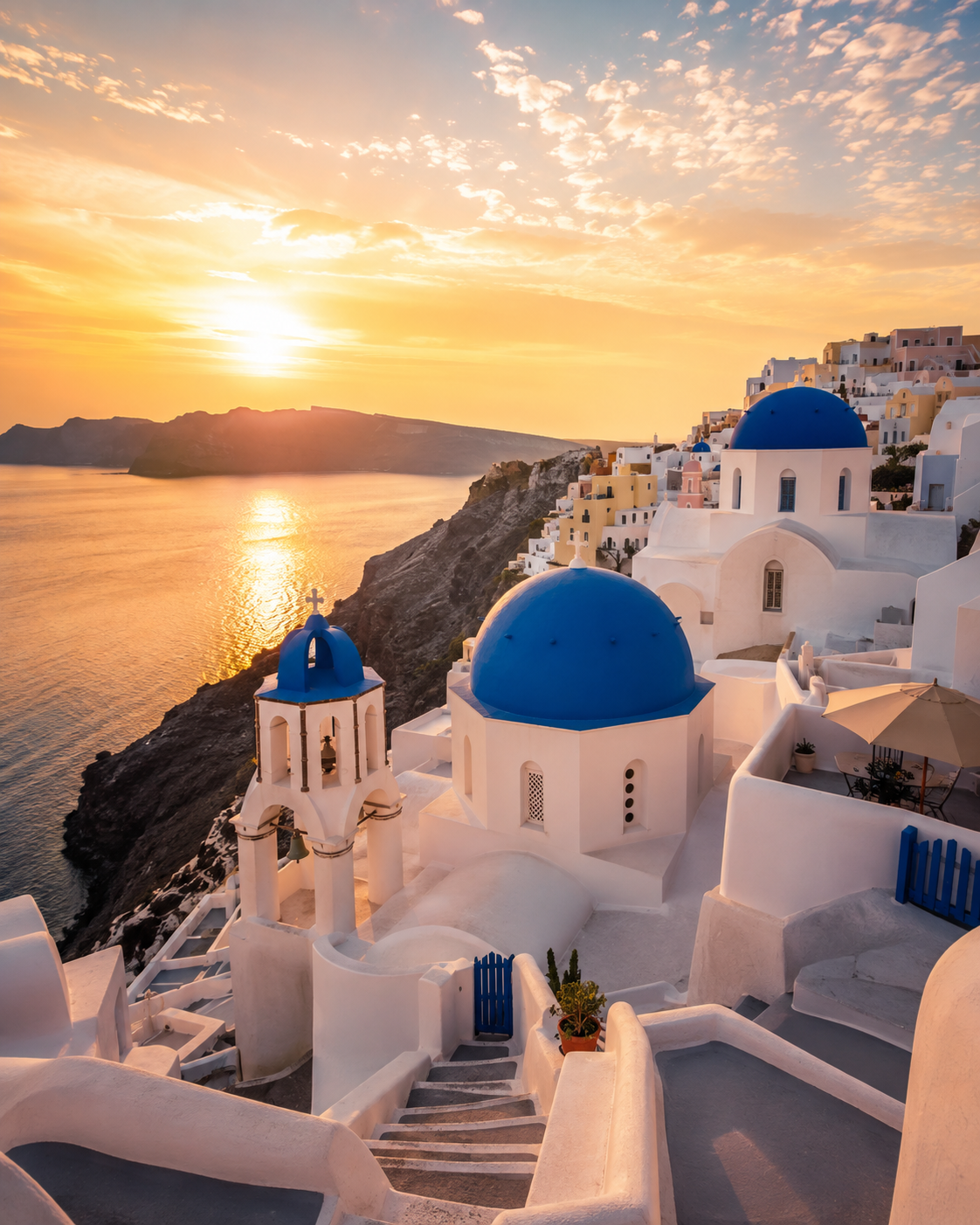 Quadro Santorini Grécia ao Pôr do Sol