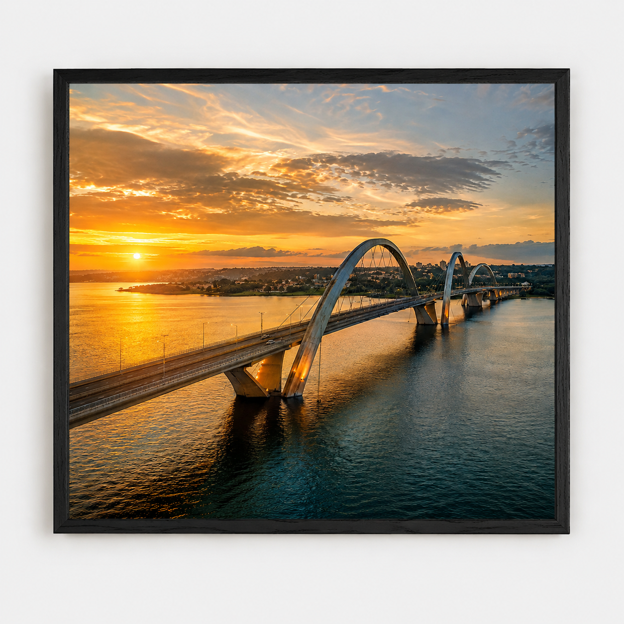 Quadro Ponte JK ao pôr do sol