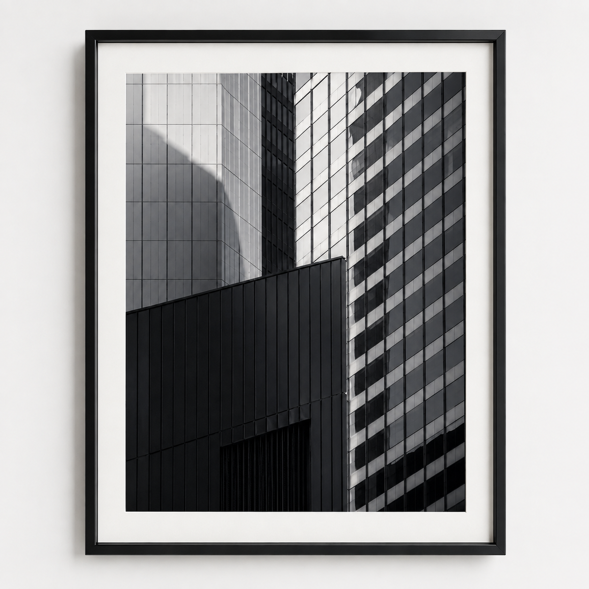 Quadro Fachadas de Vidro e Concreto em Preto e Branco