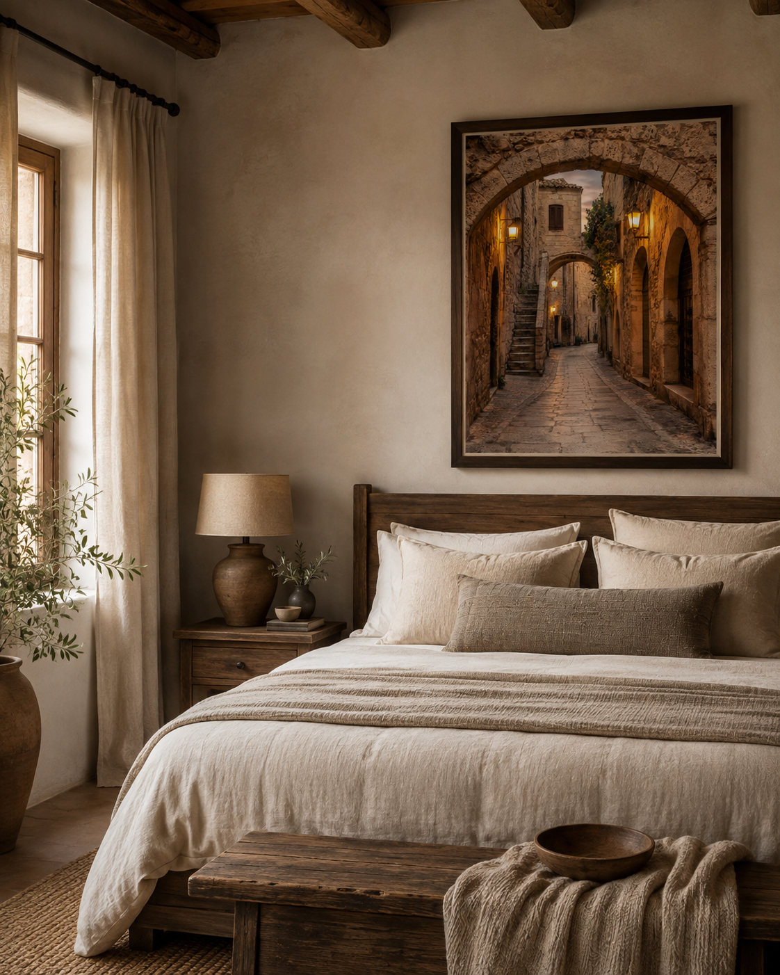 Quadro Rua Medieval com Arcos de Pedra