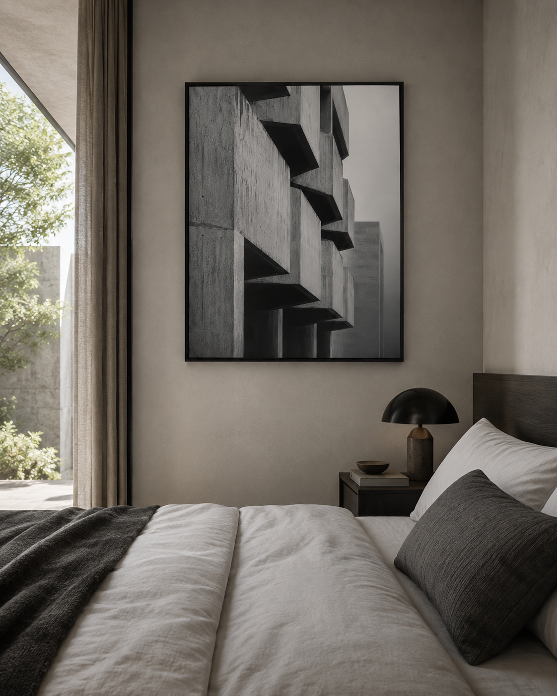 Quadro Concreto Minimalista em Tons de Cinza
