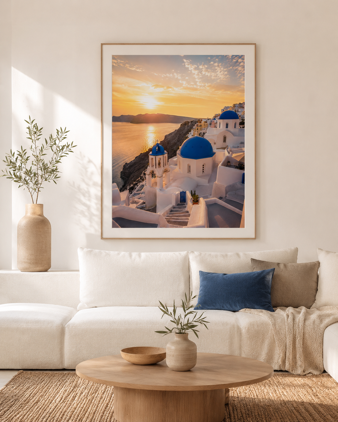 Quadro Santorini Grécia ao Pôr do Sol