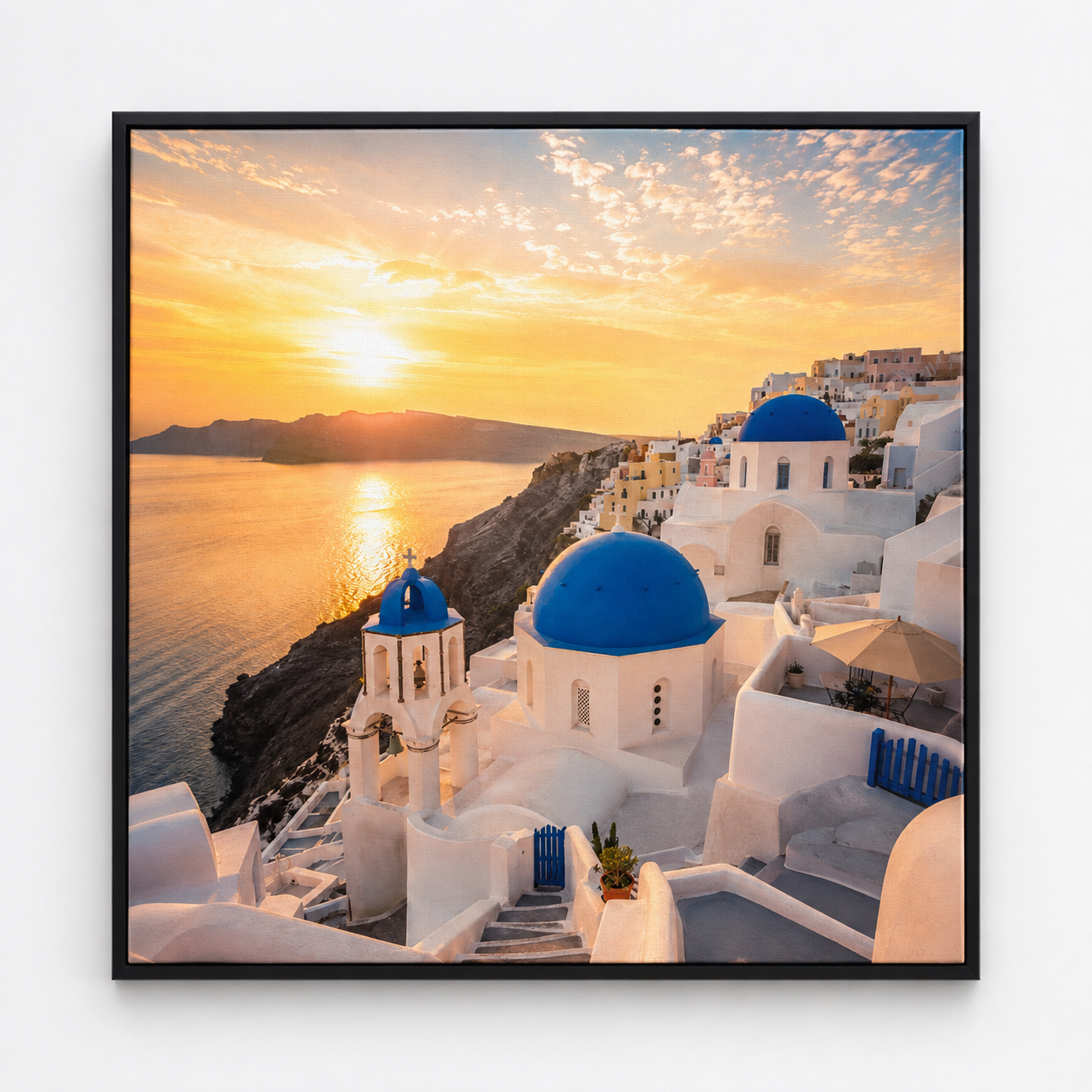 Quadro Santorini Grécia ao Pôr do Sol