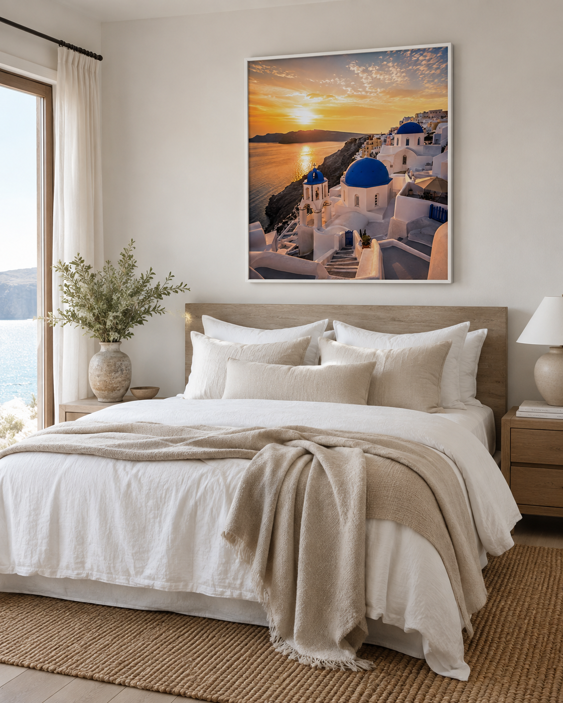 Quadro Santorini Grécia ao Pôr do Sol