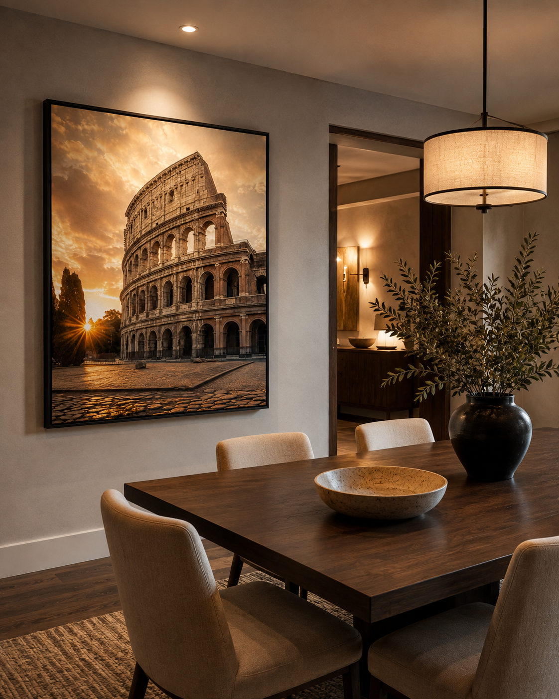 Quadro Coliseu de Roma ao Pôr do Sol