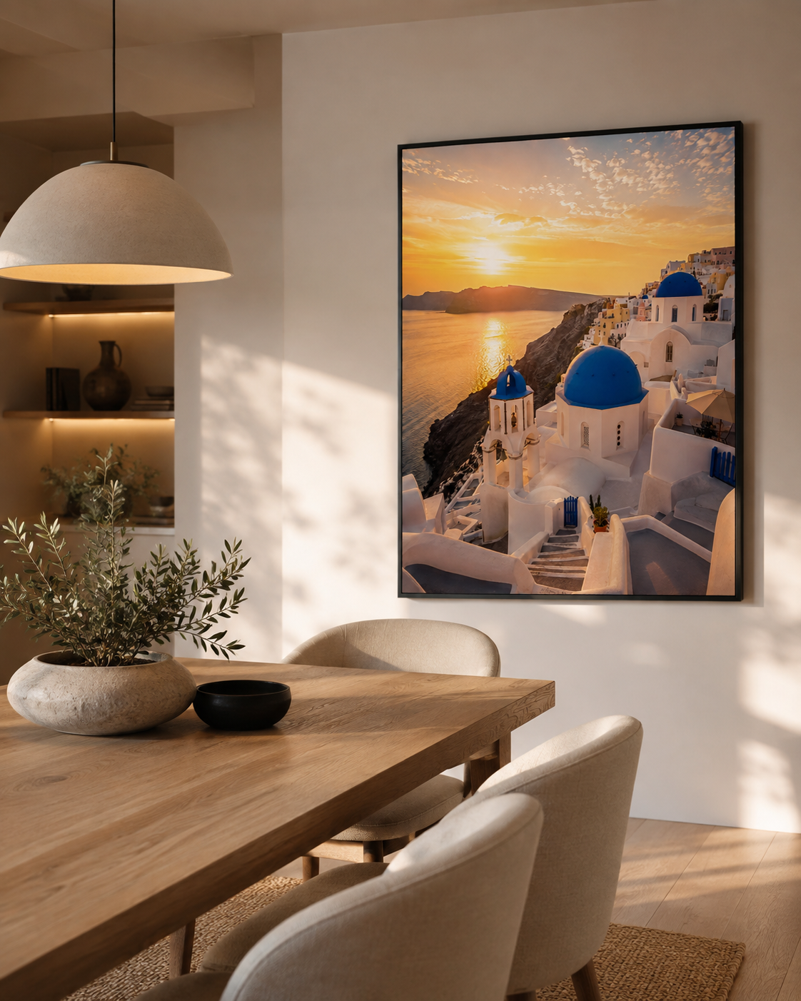 Quadro Santorini Grécia ao Pôr do Sol