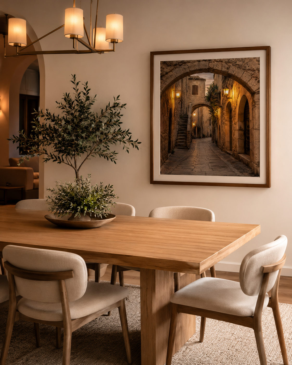 Quadro Rua Medieval com Arcos de Pedra