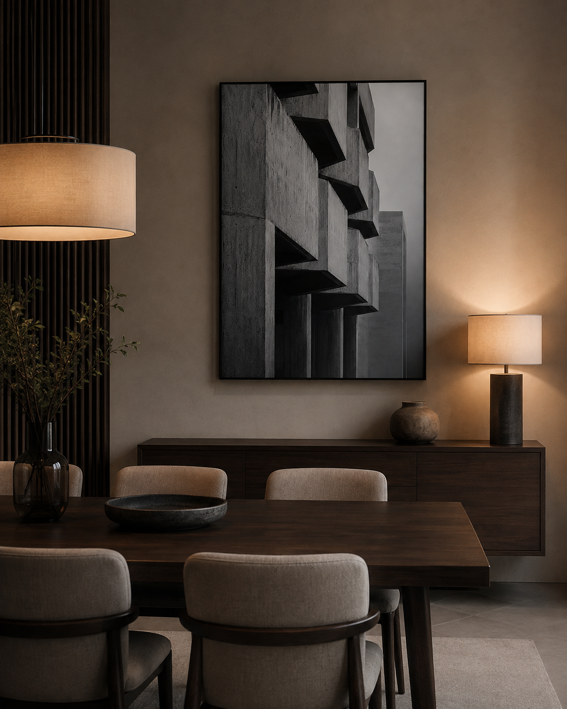 Quadro Concreto Minimalista em Tons de Cinza