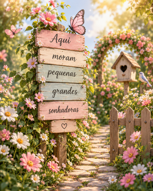 Quadro Aqui Moram Pequenas Grandes Sonhadoras