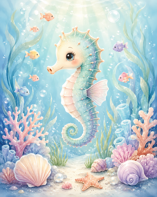 Quadro Cavalo-Marinho Fundo do Mar