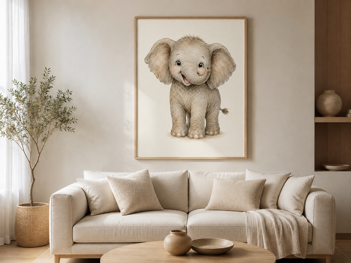 Quadro Infantil Elefantinho em Aquarela