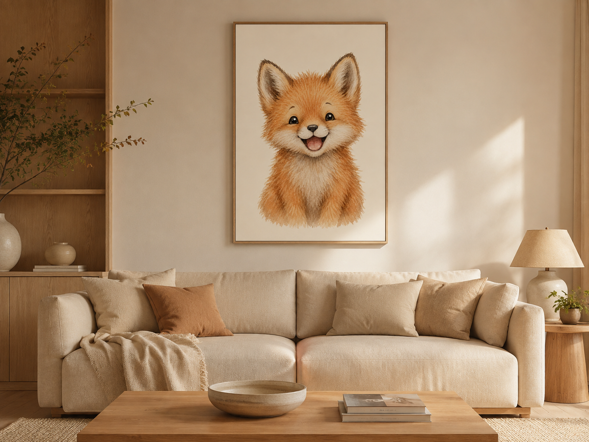 Quadro Infantil Raposa em Aquarela