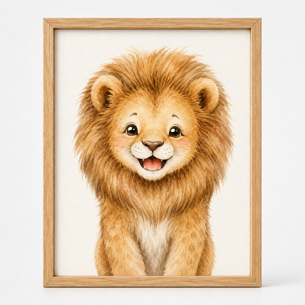 Quadro Infantil Leão em Aquarela