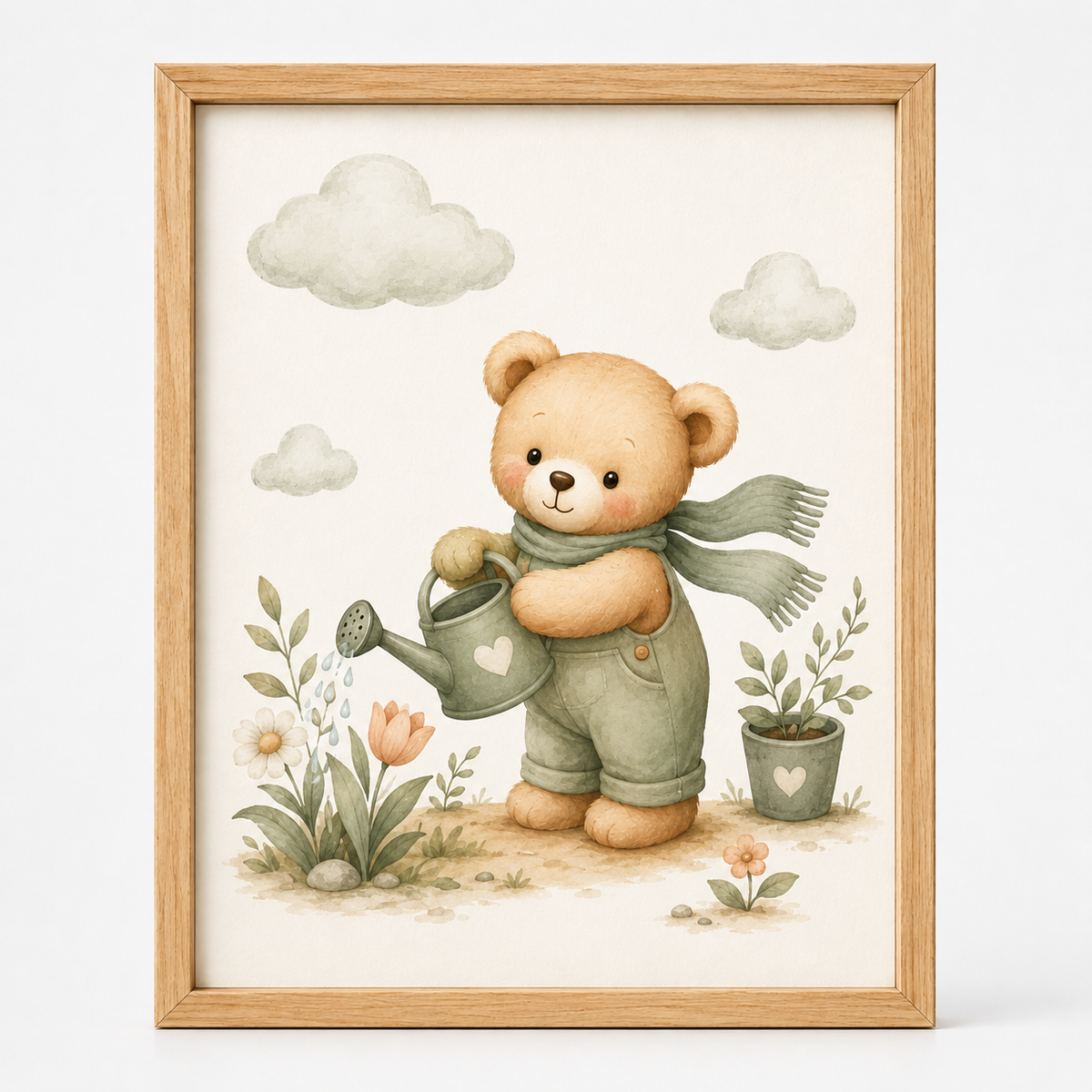 Quadro Infantil Ursinho Jardineiro com Regador