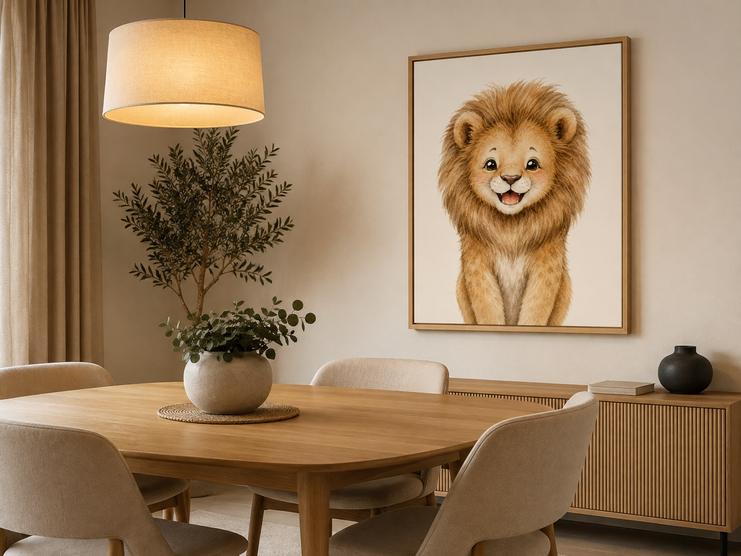 Quadro Infantil Leão em Aquarela