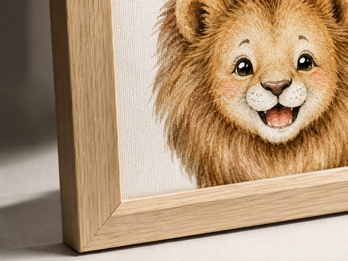 Quadro Infantil Leão em Aquarela