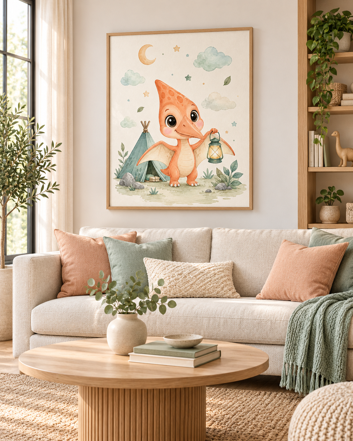 Quadro Pterossauro Laranja no Acampamento