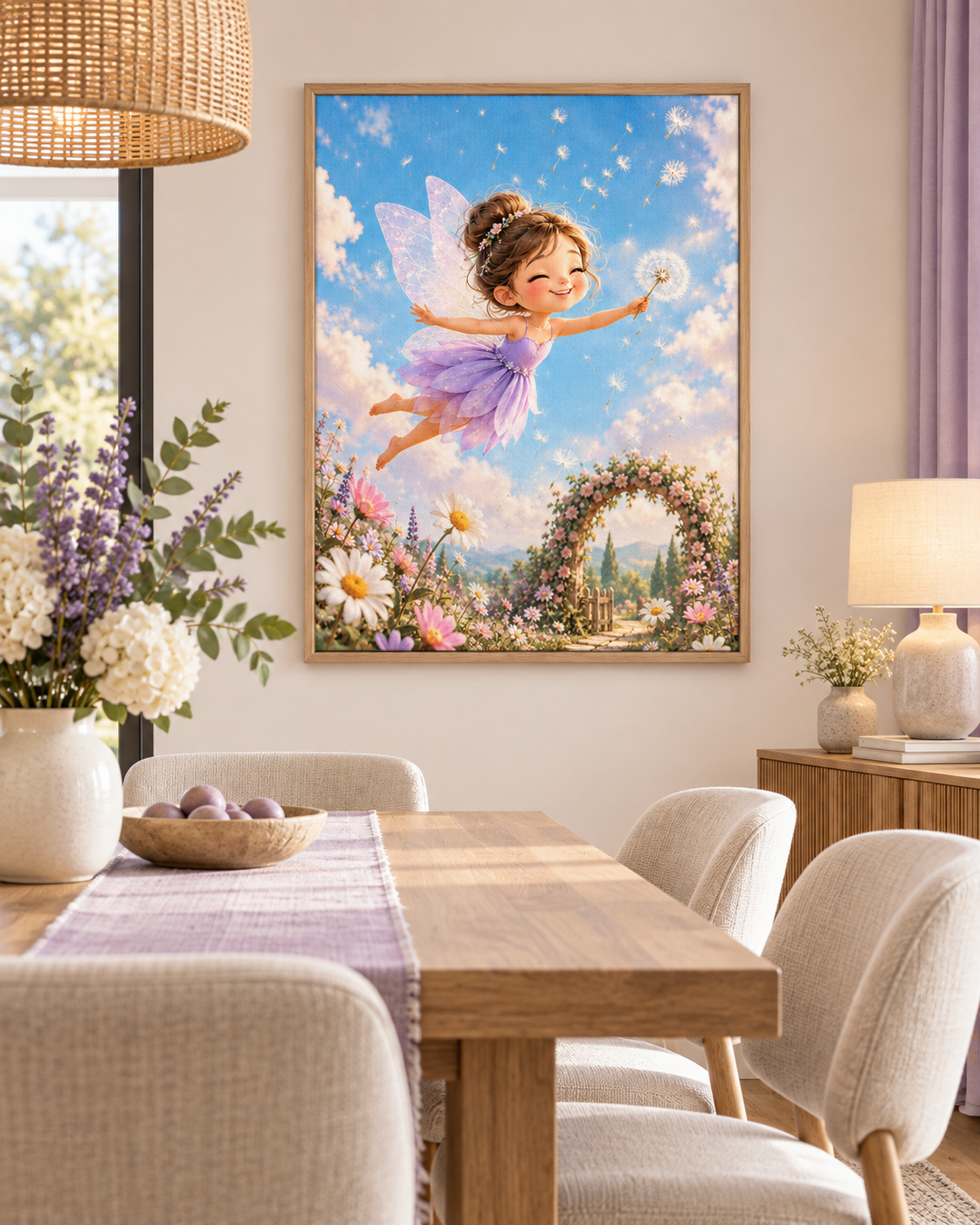 Quadro Fada com Dente-de-Leão