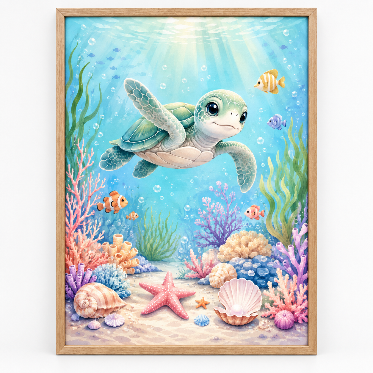 Quadro Tartaruga Marinha no Fundo do Mar