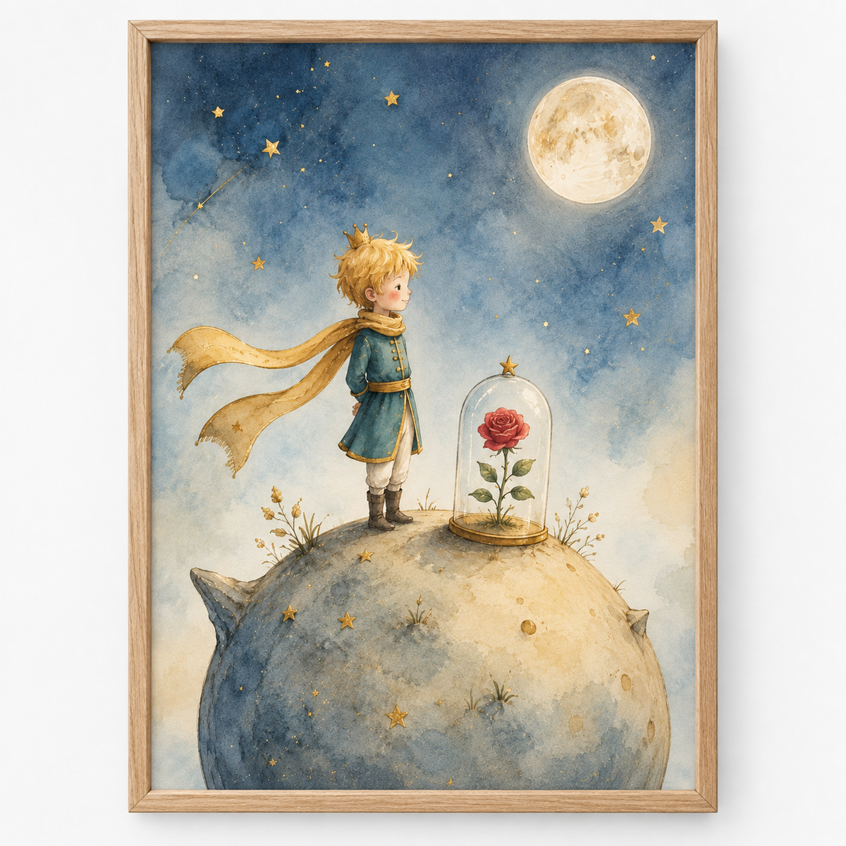 Quadro Pequeno Príncipe com Rosa