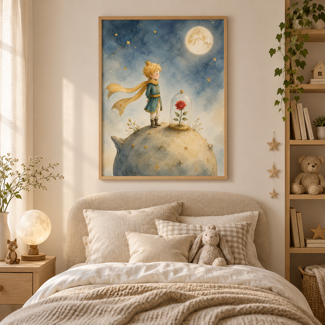 Quadro Pequeno Príncipe com Rosa